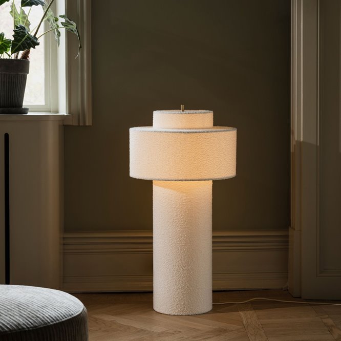 Lampa stojąca boucle japandi kremowa Noah 88cm